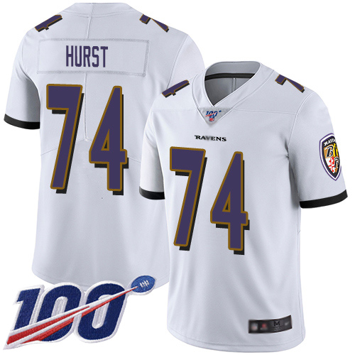 Baltimore Ravens Limited White Men James Hurst Road Jersey NFL Football 74 100th Season Vapor Untouchable